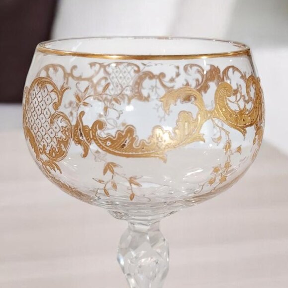 2 RARE French St. Louis Crystal Hock Vintage Wine Glasses Micado Pattern - Picture 6 of 8